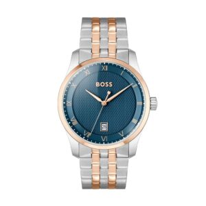 BOSS Principle Steel and Rose 41mm Blue Dial Bracelet Watch 1514135