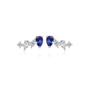 Carat Abigail White Gold Plated Blue Stone Earrings CE925W-ABIG-SA