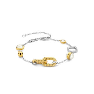 Ti Sento Silver and Gold Plated Multi Link MOP Bracelet 23033ZY