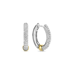 Ti Sento Two Tone CZ Medium Hoop Earrings 7921ZY