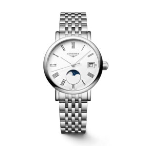 LONGINES Elegant 30mm Moonphase White Dial Bracelet Watch L4.330.4.11.6