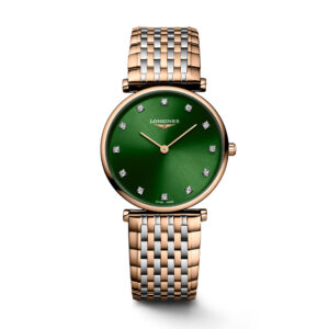 LONGINES La Grande Classique 29mm Steel and Rose Green Diamond Bracelet Watch L4.512.1.08.7