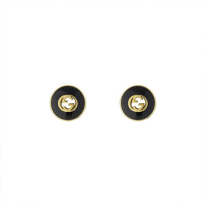 Gucci Interlocking 18ct Onyx Stud Earrings YBD78655400100U