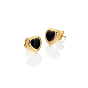 Hot Diamonds X Golden Edit Onyx Heart Stud Earrings DE788