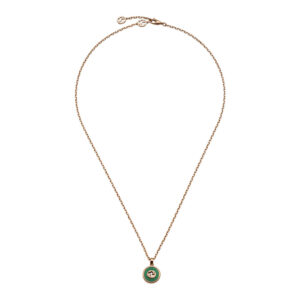 Gucci Interlocking 18ct Rose Gold Green Agate and Diamond Necklace YBB78934000200U