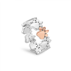 Clogau Paw Prints Sterling Silver Multi-Paw Ring with Topaz 3SPWP0648