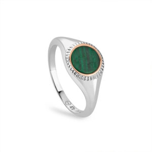 Clogau Reflections of Padarn Silver and Rose Malachite Ring 3SMCH0753