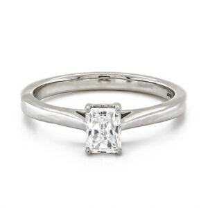 Platinum Radiant Cut Solitaire Diamond Ring .61cts