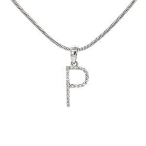 9ct White Gold Diamond Set P Initial Pendant