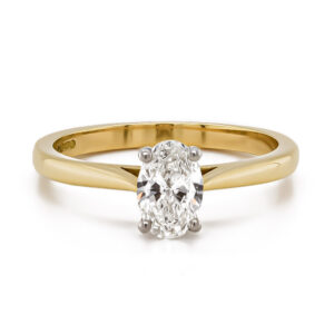18ct Yellow Gold & Platinum Single Oval Lab Grown Diamond Ring .71cts