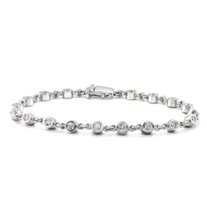 18ct White Gold Diamond Rub Over Chain Bracelet 1.16cts