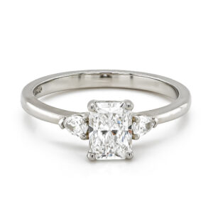 Platinum Radiant and Pear Trilogy Lab Grown Ring Total 1.19ct