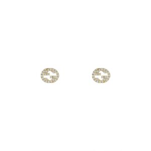 Gucci Interlocking 18ct Yellow Gold Diamond Stud Earrings YBD72940800200U