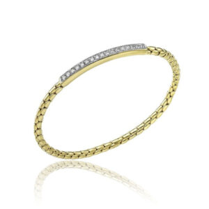 Chimento 18ct Yellow Gold Stretch Spring Diamond Bar Bracelet 1B009011BB1180