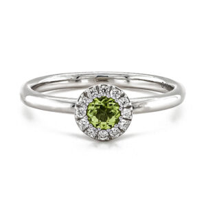 9ct White Gold Peridot and Diamond Cluster Dress Ring