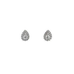 9ct White Gold Pear Shaped Diamond Cluster Earrings Total Diamonds .41cts
