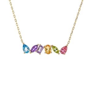 9ct Yellow Gold Multi Stone Necklace 1.93ct