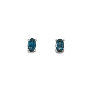 9ct White Gold Oval Shaped London Blue Topaz Stud Earrings 0.58ct