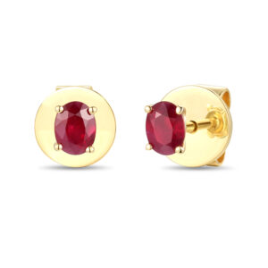 18ct Yellow Gold Oval Ruby Single Stud Earrings .51cts