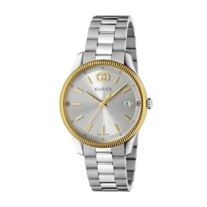 Gucci G-Timeless 38mm Two Tone Silver Dial Bracelet Watch YA1264233