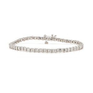 9ct White Gold Diamond Illusion Bar Set Bracelet 1.00cts