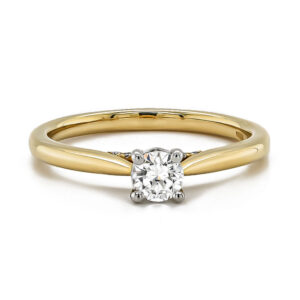 18ct Yellow and Platinum Round Brilliant Cut Diamond Total .30cts Ring