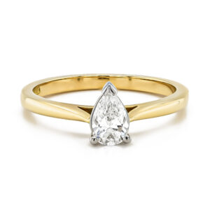 18ct Yellow Gold and Platinum Single Pear Diamond Engagement Ring Total .51cts