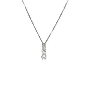 Platinum Gold Three Stone Round Diamond .53cts Graduated Drop Pendant