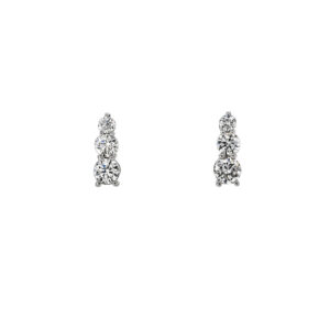 18ct White Gold Three Stone Graduated Diamond Earrings .75cts