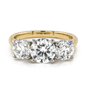 18ct Yellow Gold Three Brilliant Cut Lab Grown Diamond Ring Total 3.02cts