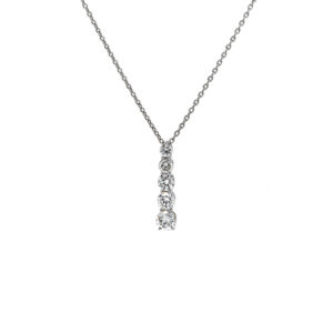 18ct White Gold Graduated Five Stone Diamond Pendant Total .51cts