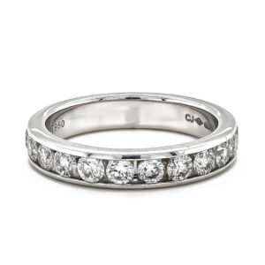 Platinum 12 Brilliant Cut Diamond Channel Set Eternity Band Total 1.06cts