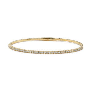18ct Yellow Gold Flexible Diamond Set Bangle Total Diamonds 1.04cts