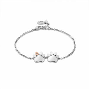 Clogau Paw Prints Sterling Silver Double-Paw Bracelet with Topaz 3SPWP0823