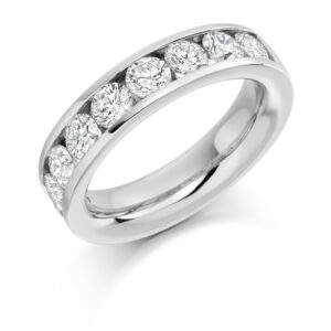 Platinum 9 Stone Brilliant Cut Channel Set Band 1.50cts