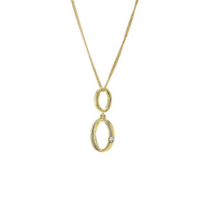 9ct Yellow Gold Diamond Polished Oval Pendant 0.03ct