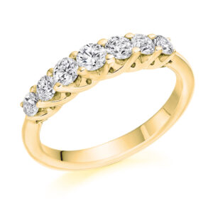 18ct Yellow Gold 7 Stone Diamond Claw Set Ring .75cts