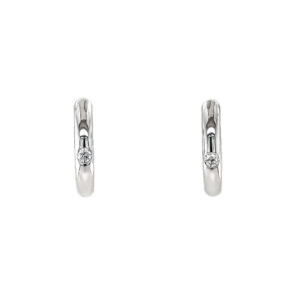 9ct White Gold Diamond Plain Hinged Hoop Earrings 0.06ct
