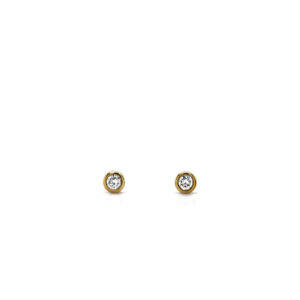 9ct Yellow Gold Brilliant Cut Diamond Rub Over Set Stud Earrings 0.14ct
