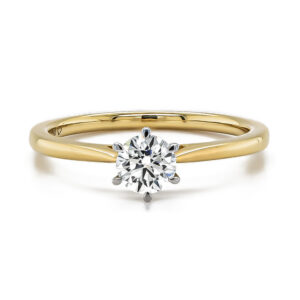 18ct Yellow and White Gold Brilliant Cut Diamond Solitaire Ring 0.50ct
