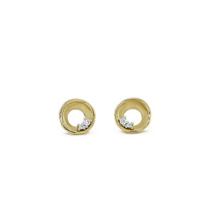 9ct Yellow Gold Diamond Circle Stud Earrings 0.04ct