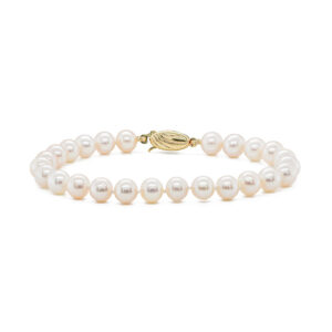 9ct Yellow Gold White Cultured River Pearl Bracelet 6.5-7mm