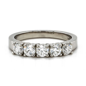 18ct White Gold 5 Stone Brilliant Cut Diamond Ring 1.00ct