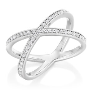 Platinum Diamond Cross Over Band .40cts