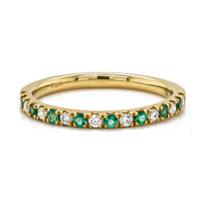 18ct Yellow Gold Diamond and Emerald Eternity Ring