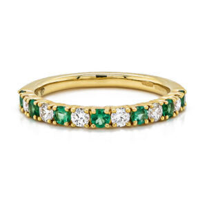 18ct Yellow Gold Emerald and Diamond Eternity Ring 0.67ct