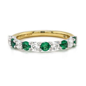18ct Yellow and White Gold Emerald and Diamond Eternity Ring 0.92ct