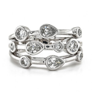 Platinum Pear and Brilliant Cut Diamond Bubble Ring 1.00ct