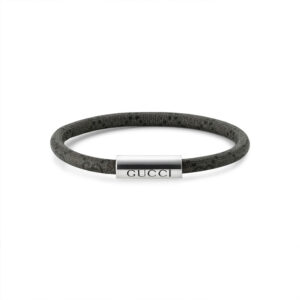Gucci Trademark Silver and Black Canvas Bracelet YBA797156002