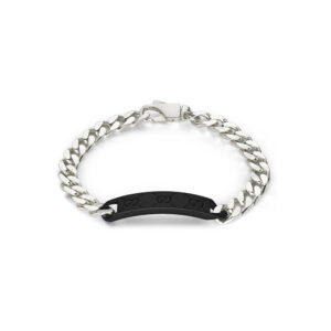Gucci Silver and Black Varnished Tag Bracelet YBA797167001